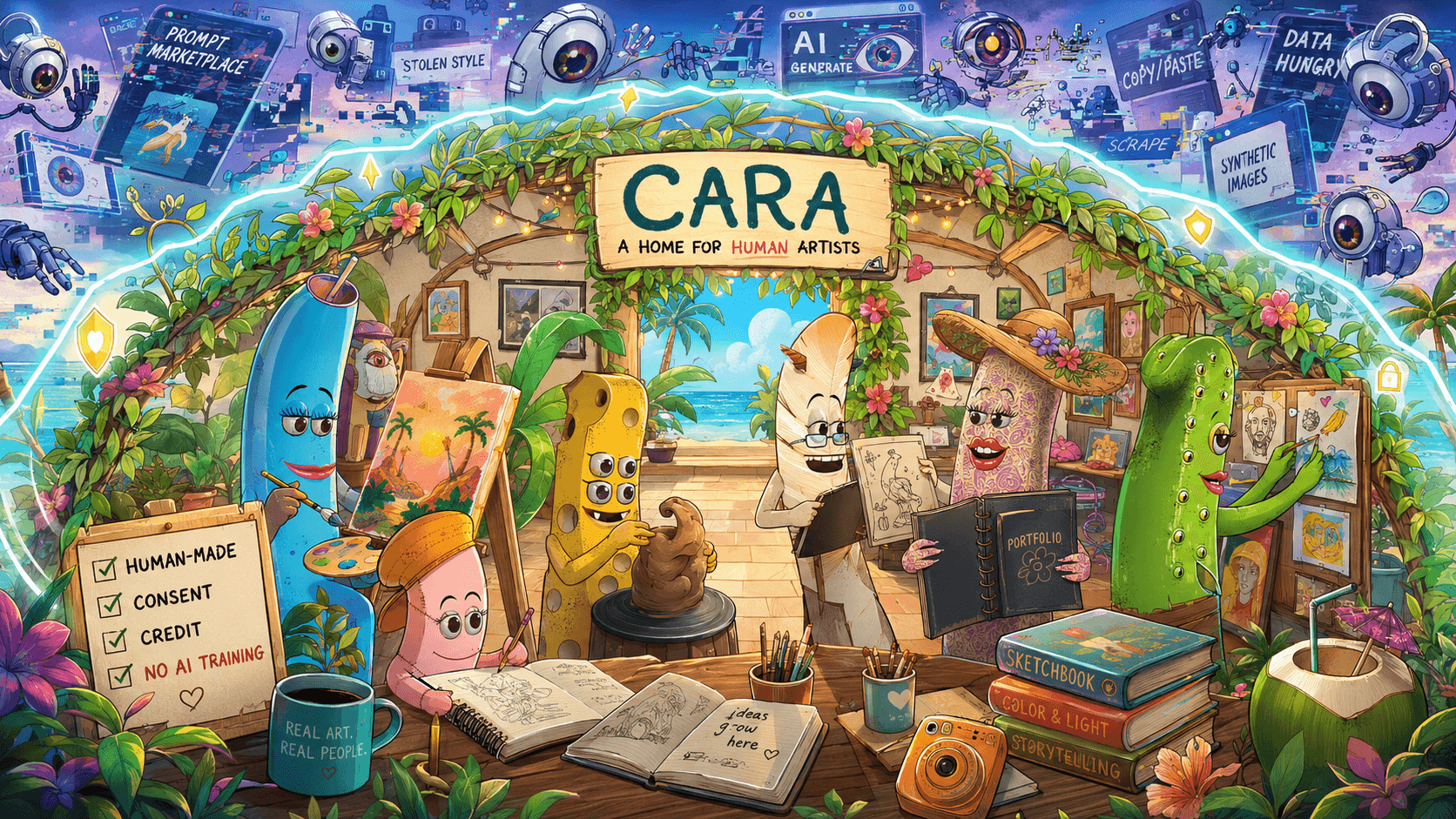 Cara: An Anti-AI Social Platform for Human Artists